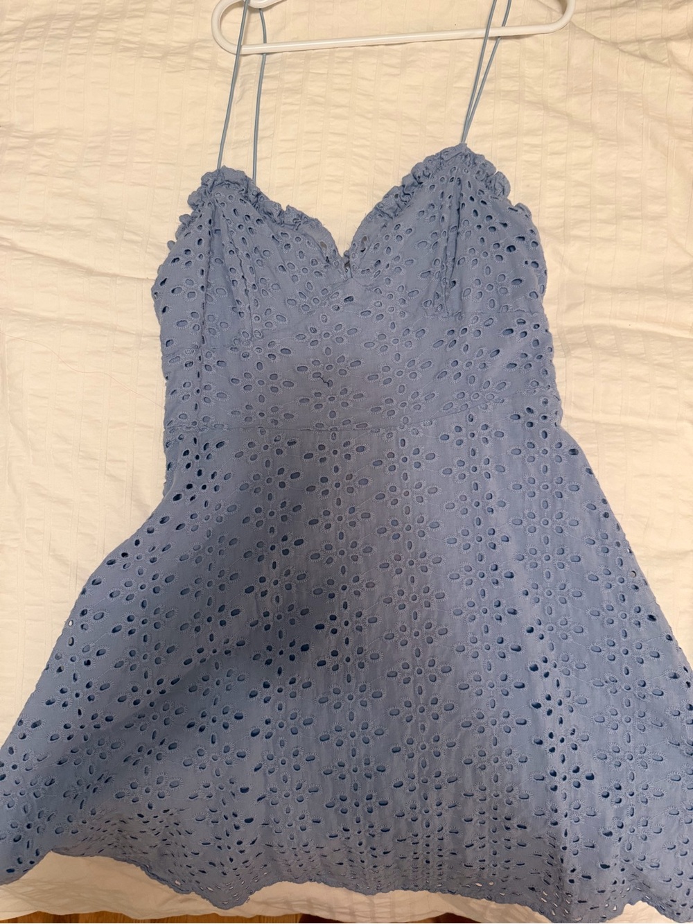 Light Blue Eyelet Spaghetti-Strap Dress